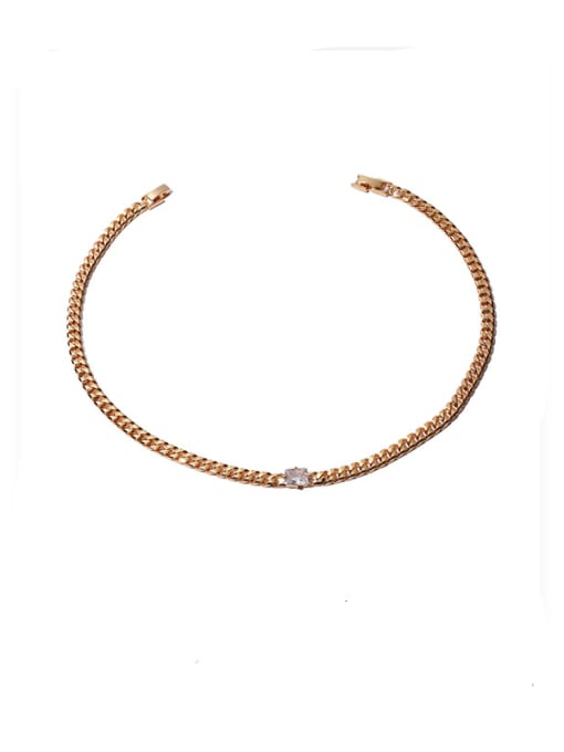 White zirconium Necklace Brass Geometric Hip Hop Hollow Chain  Bracelet
