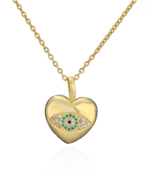 20779 Brass Cubic Zirconia  Trend Heart Pendant Necklace