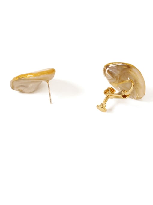 Ear clip Brass Shell Geometric Vintage Stud Earring