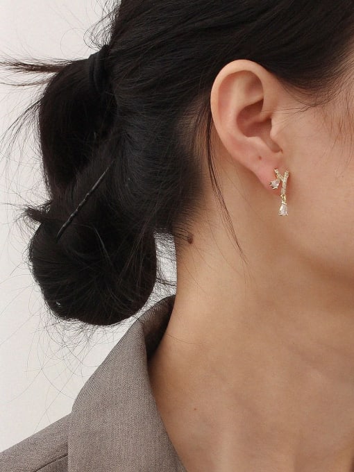 HYACINTH Copper Cubic Zirconia Bowknot Minimalist Stud Trend Korean Fashion Earring 1