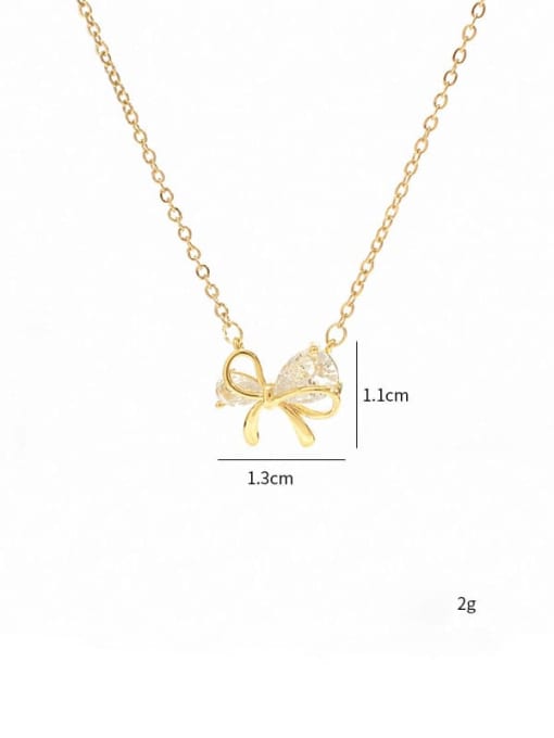 YOUH Brass Cubic Zirconia Bowknot Dainty Necklace 3