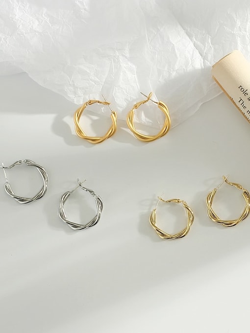 HYACINTH Copper Hollow Geometric Minimalist Hoop Trend Korean Fashion Earring 0
