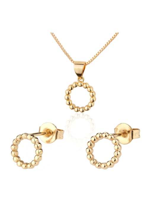 renchi Brass Round Earring and Necklace Set 0