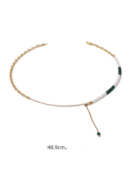 Five Color Brass Imitation Pearl Geometric Minimalist Tassel Necklace 2