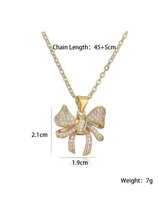 AOG Brass Cubic Zirconia Bowknot Hip Hop Necklace 2
