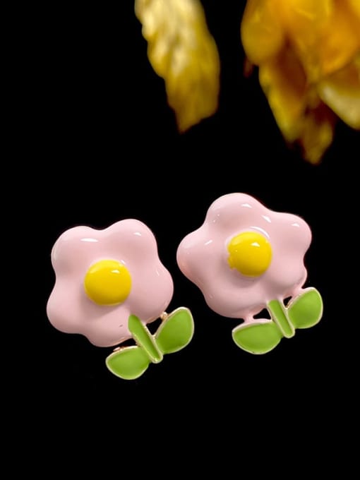 SUUTO Brass Enamel Flower Dainty Stud Earring 1