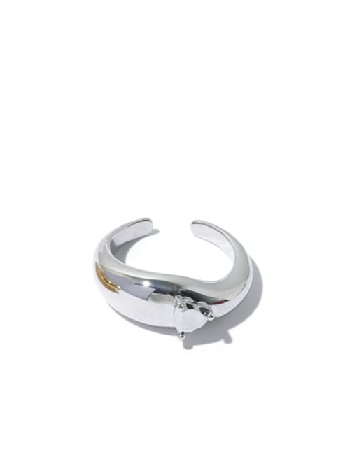 steel (zircon plated) Brass Geometric Vintage Band Ring