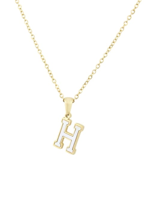 H Steinless steel shell minimalist 26 letter Pendant Necklace