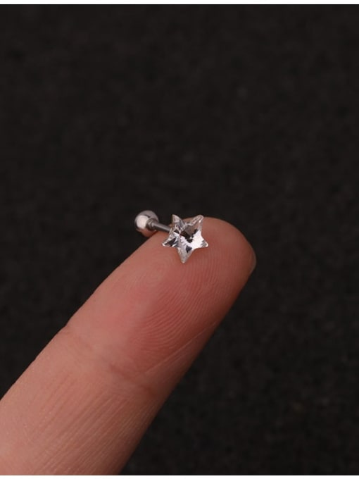 HISON Stainless steel Crystal White Star Minimalist Stud Earring 4