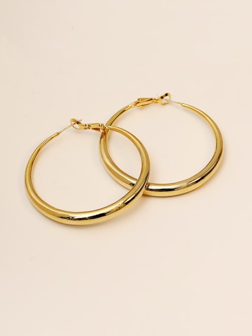 14K god Brass Smooth Geometric Minimalist Hoop Trend Korean Fashion Earring