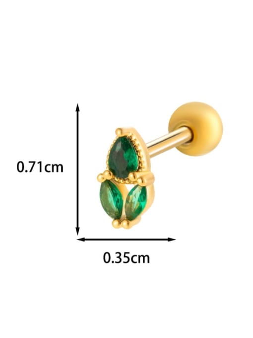 1 #  Gold--Single Brass Cubic Zirconia Heart Bow-Knot Cute Single Earring