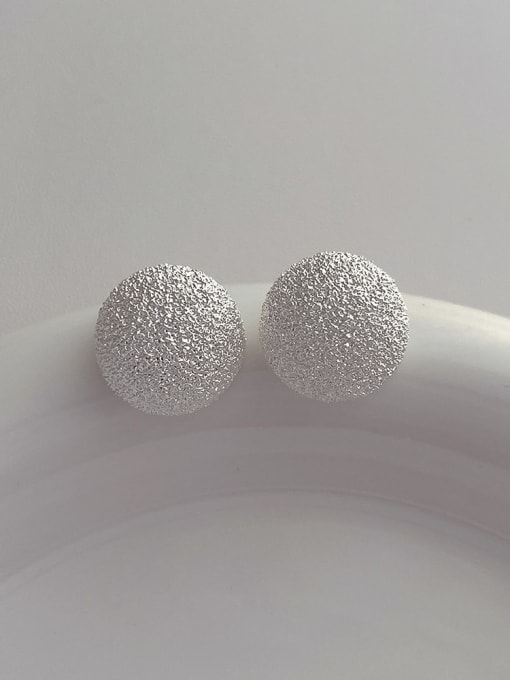 White  Round Earrings Brass Geometric Minimalist Stud Earring