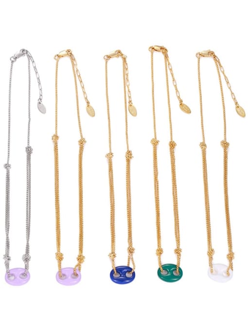 Five Color Brass Enamel Geometric Minimalist Necklace