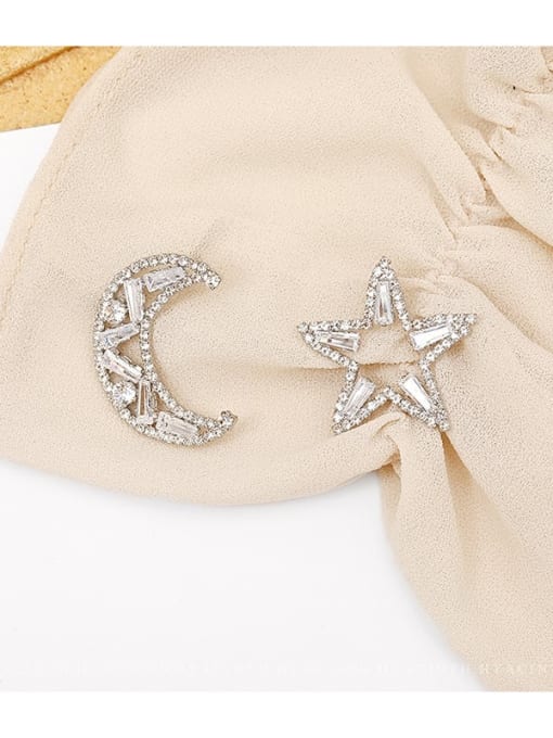 HYACINTH Copper Cubic Zirconia Star Moon Dainty Stud Trend Korean Fashion Earring 3