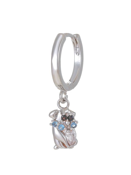 EK00226 White K Brass Cubic Zirconia Animal Cute Single Earring( Single-Only One)