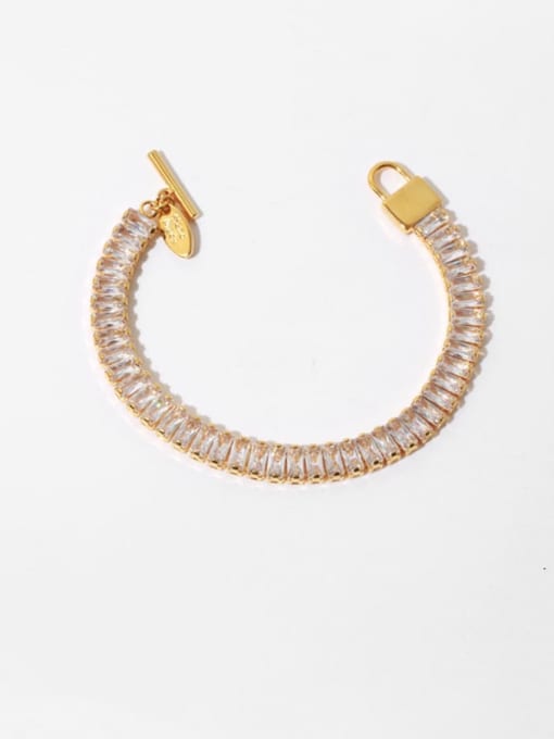 TINGS Brass Cubic Zirconia Geometric Vintage Link Bracelet 0