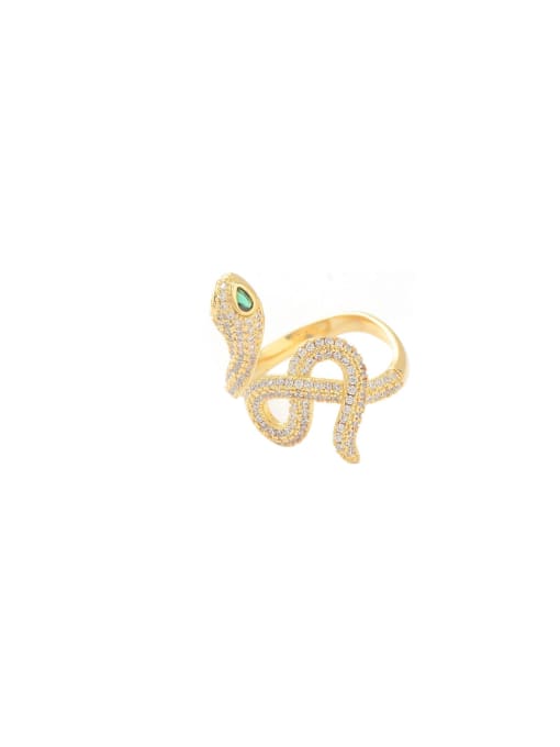 YOUH Brass Cubic Zirconia Snake Trend Band Ring 0