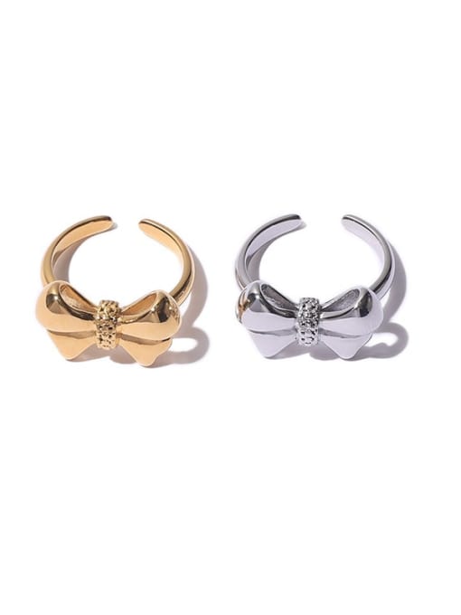 Five Color Brass Bowknot Hip Hop Band Ring 0
