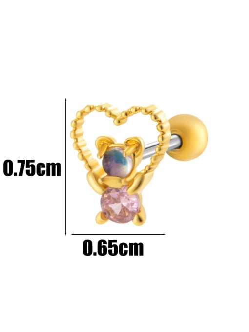 7 # Gold--Single Brass Cubic Zirconia Bowknot Minimalist Single Earring