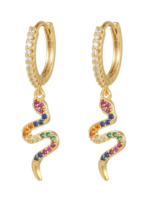 699 Brass Cubic Zirconia Rainbow Cute Huggie Earring