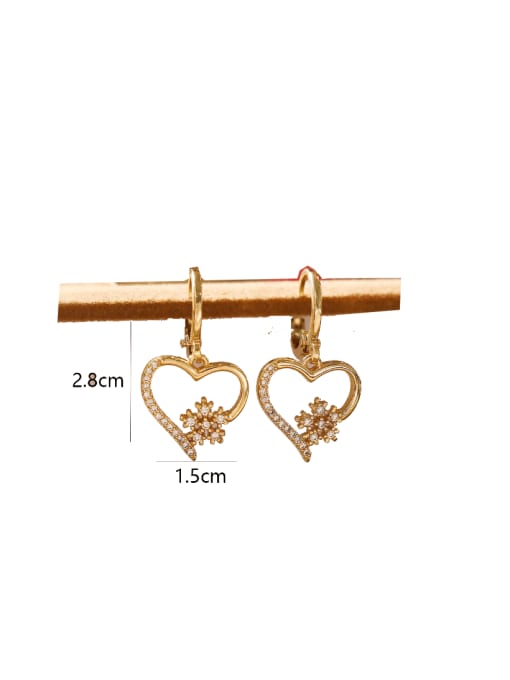 44732 Brass Cubic Zirconia Hip Hop Heart and Necklace Set