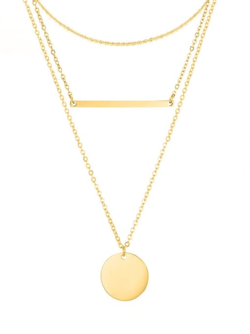 golden Stainless steel Minimalist Geometric  Pendant Multi Strand Necklace