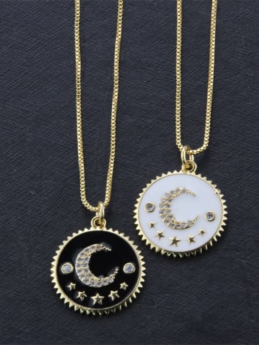 renchi Brass Enamel Moon Minimalist Necklace 1