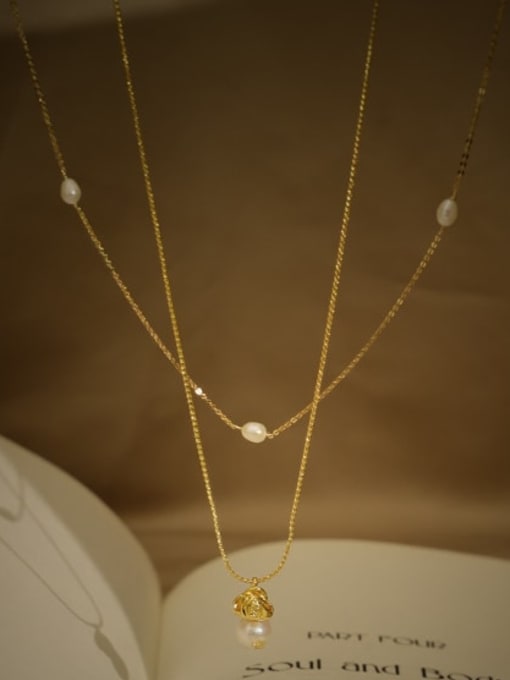 ACCA Brass Imitation Pearl Irregular Minimalist Necklace 1