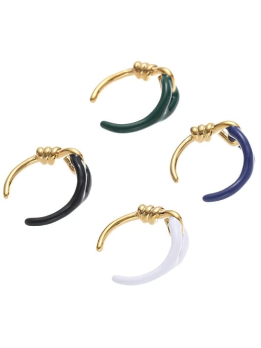 Five Color Brass Enamel Knot Minimalist Band Ring 0