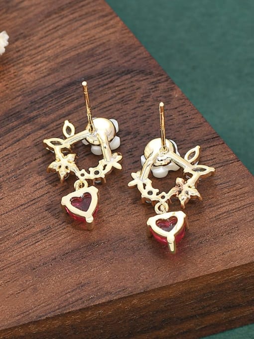 YOUH Brass Cubic Zirconia Heart Cute Cluster Earring 1