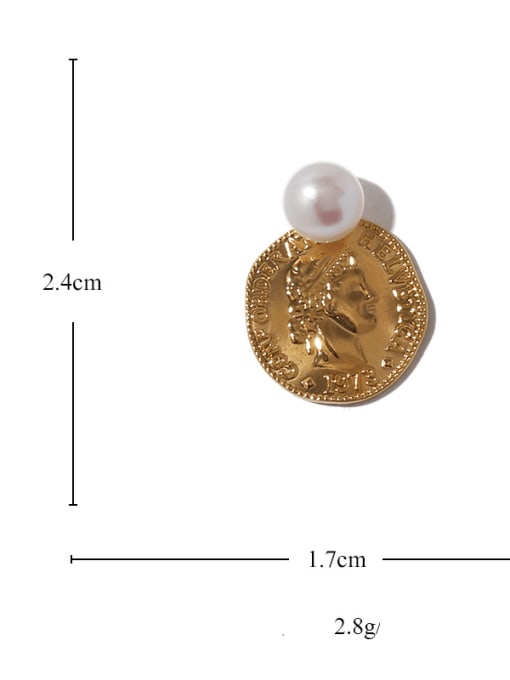 ACCA Brass Imitation Pearl Coin Vintage Drop Earring 3