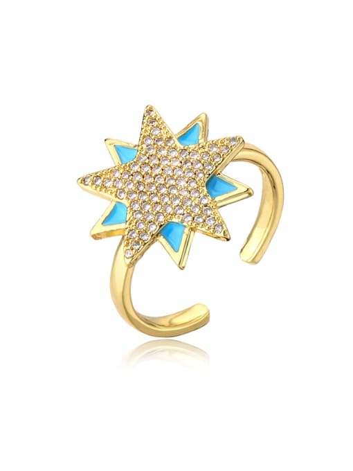 11667 Brass Cubic Zirconia Five-Pointed Star Vintage Band Ring