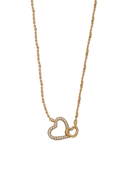 HYACINTH Brass Cubic Zirconia Heart Minimalist Necklace 3