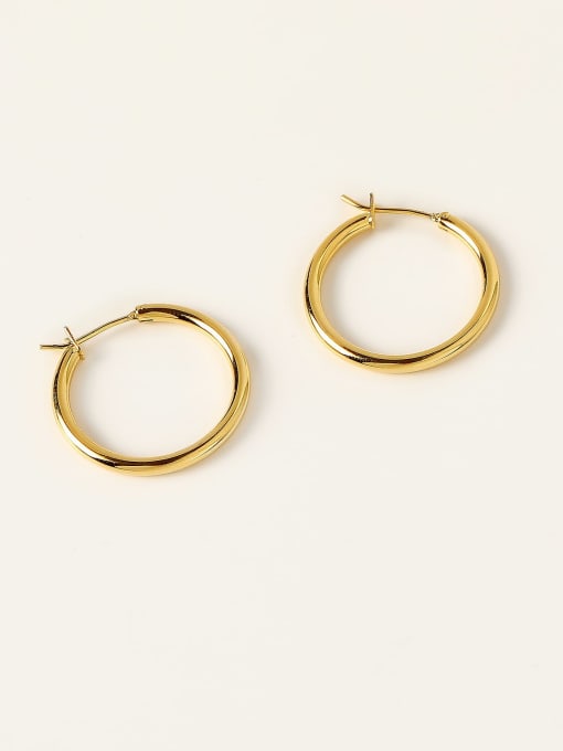 16K gold Brass Round Minimalist Hoop Trend Korean Fashion Earring