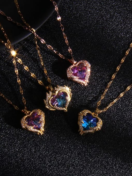 AOG Copper Cubic Zirconia  Trend  Heart Pendant Necklace