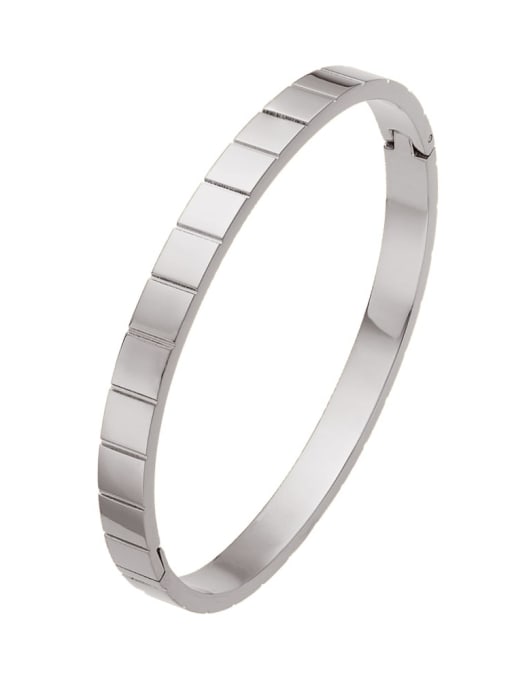 Steel color Stainless steel Geometric Minimalist Band Bangle