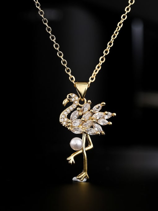 AOG Brass Cubic Zirconia Bird Vintage Necklace 1