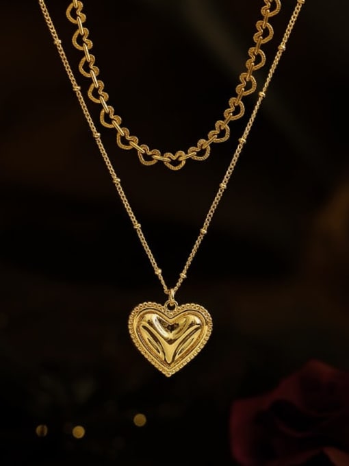 ACCA Brass Hollow Heart Vintage Necklace 2