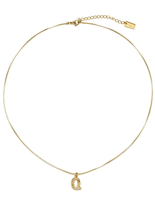 Letter Q necklace gold Titanium Steel Geometric Vintage Necklace