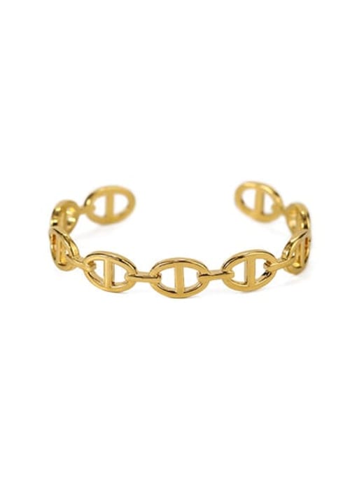 Pig nose chain Brass Hollow geometry Vintage Cuff Bangle