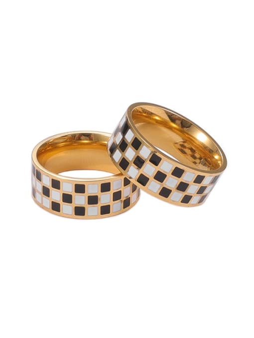 Five Color Brass Enamel Geometric Vintage Band Ring 0