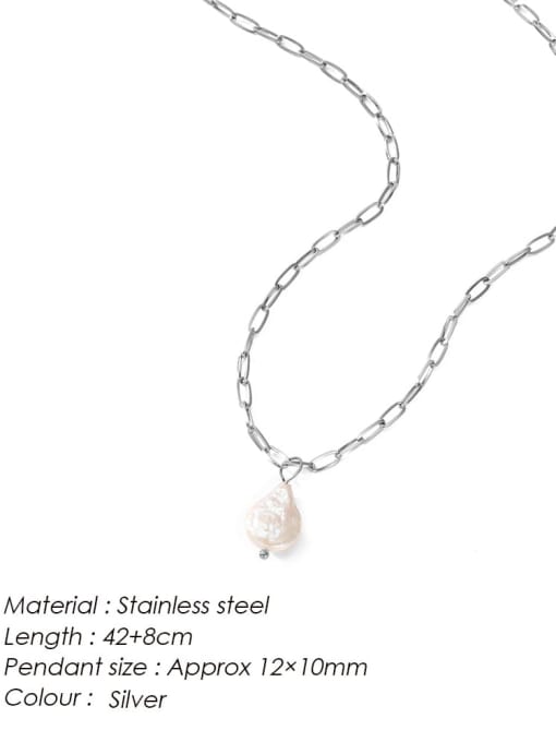 Steel color Stainless steel Freshwater Pearl Irregular Minimalist Necklace