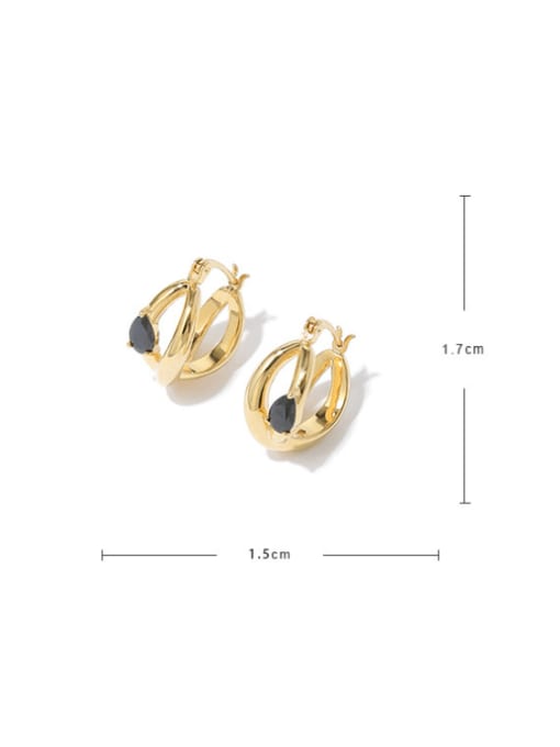ACCA Brass Cubic Zirconia Geometric Vintage Huggie Earring 3