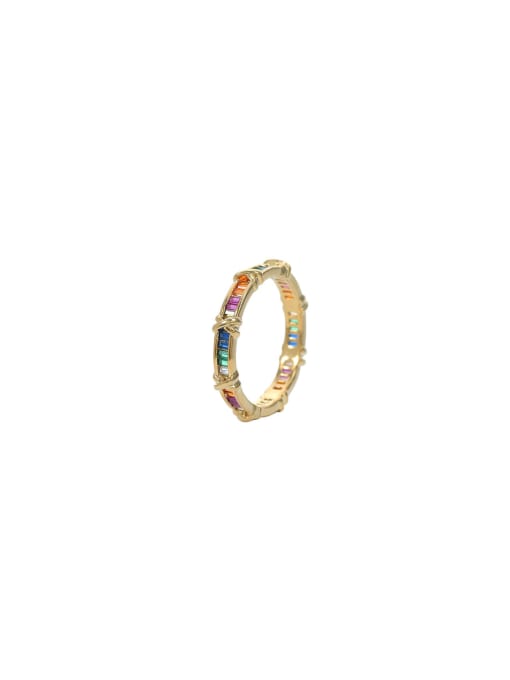 YOUH Brass Cubic Zirconia Geometric Dainty Band Ring 0