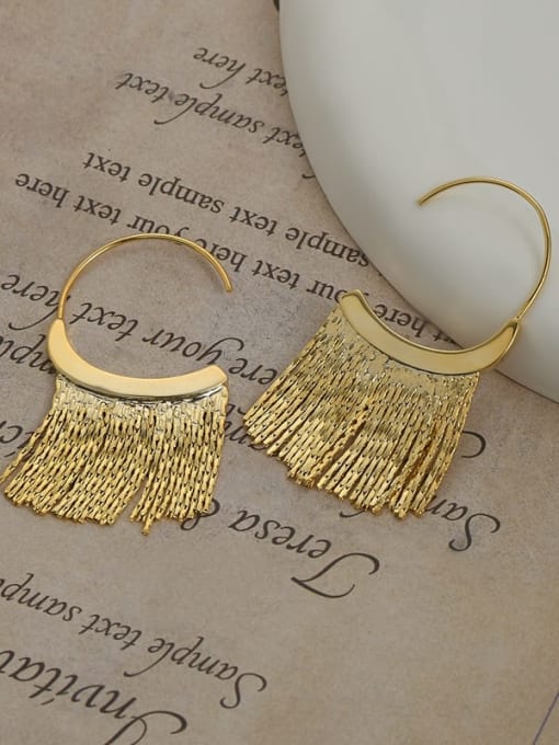 Gold ED897263 Brass Tassel Trend Hook Earring