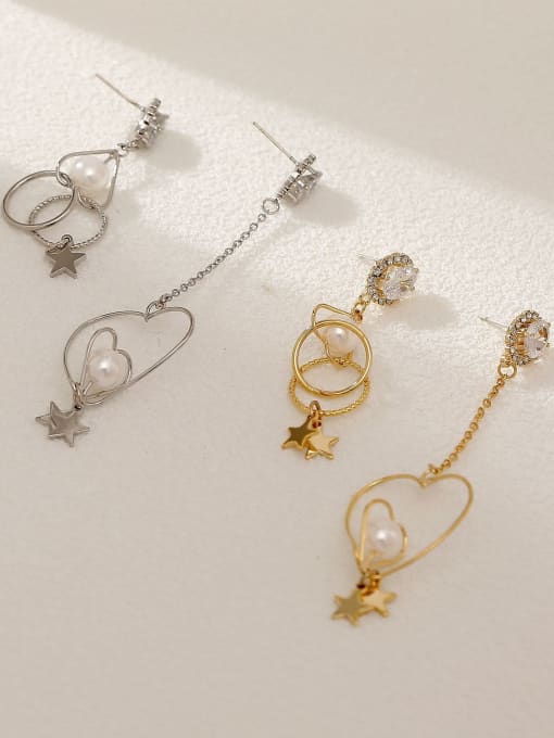 HYACINTH Brass Imitation Pearl Heart Minimalist Hook Earring 0