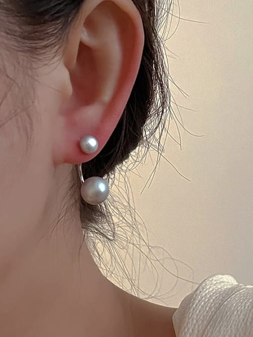 ZRUI Brass Imitation Pearl Geometric Minimalist Hook Earring 1