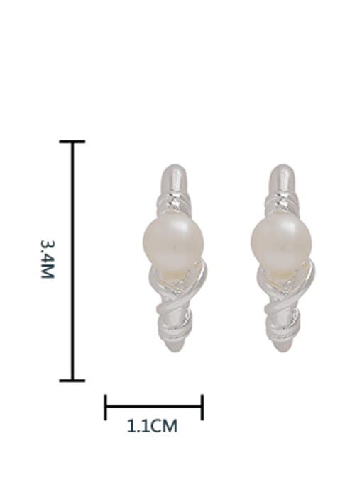 HYACINTH Brass Freshwater Pearl Geometric Minimalist Stud Earring 3