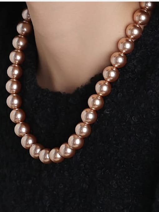 ACCA Brass Imitation Pearl Geometric Minimalist Necklace 1