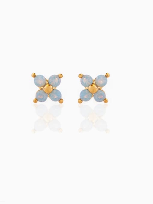 COLSW Brass Opal Flower Cute Stud Earring 2
